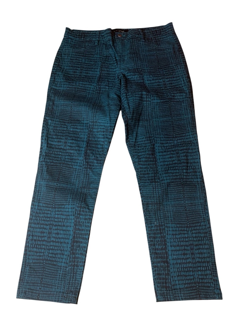 Calvin Klein Jeans | Teal & Black Patterned Denim | Size 14